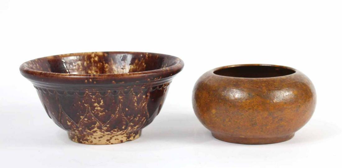 Two Brown Glazed Earthenware Bowls (1 of 8)