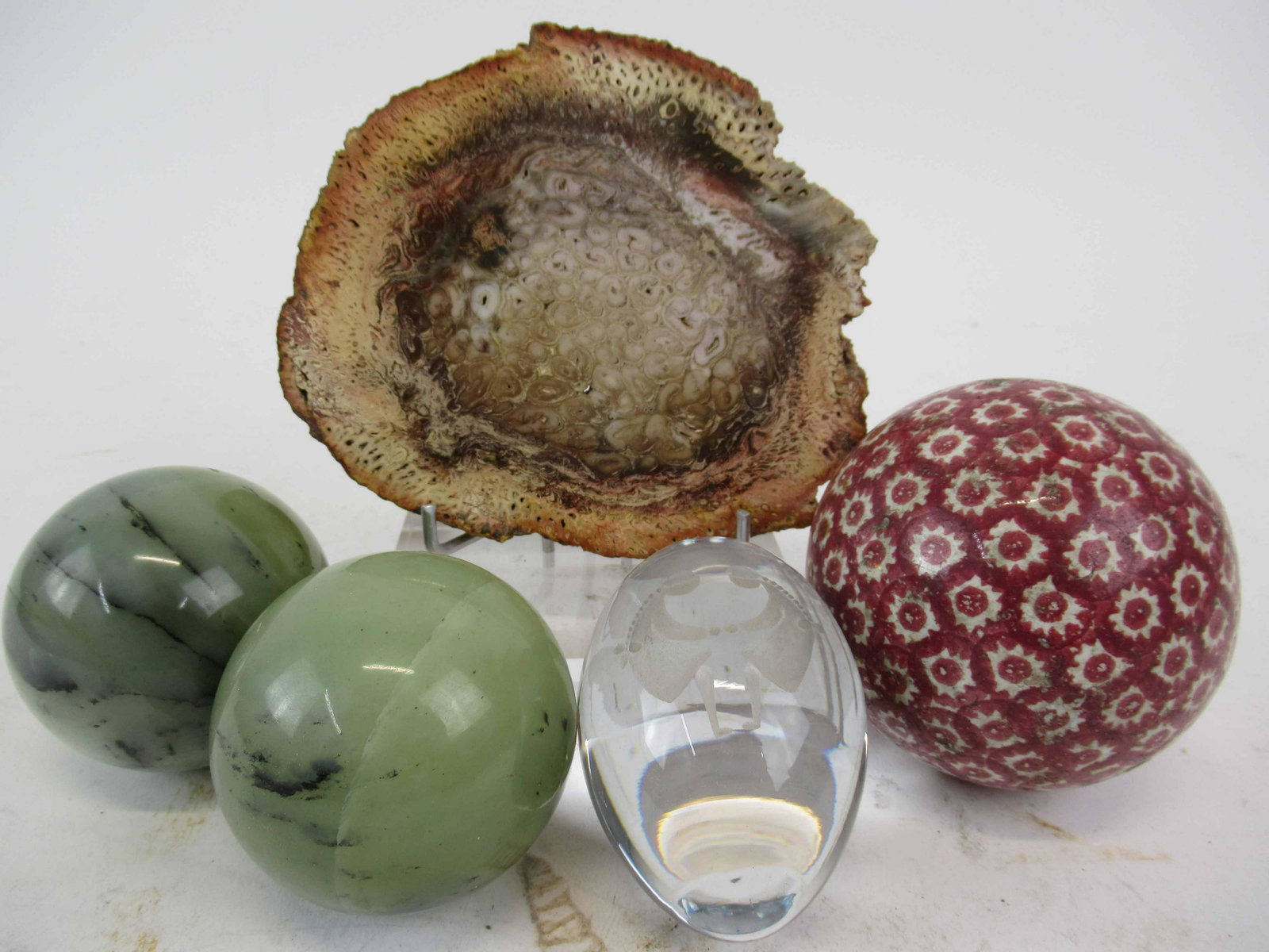 Pair of Natural Green Stone Spheres (1 of 5)