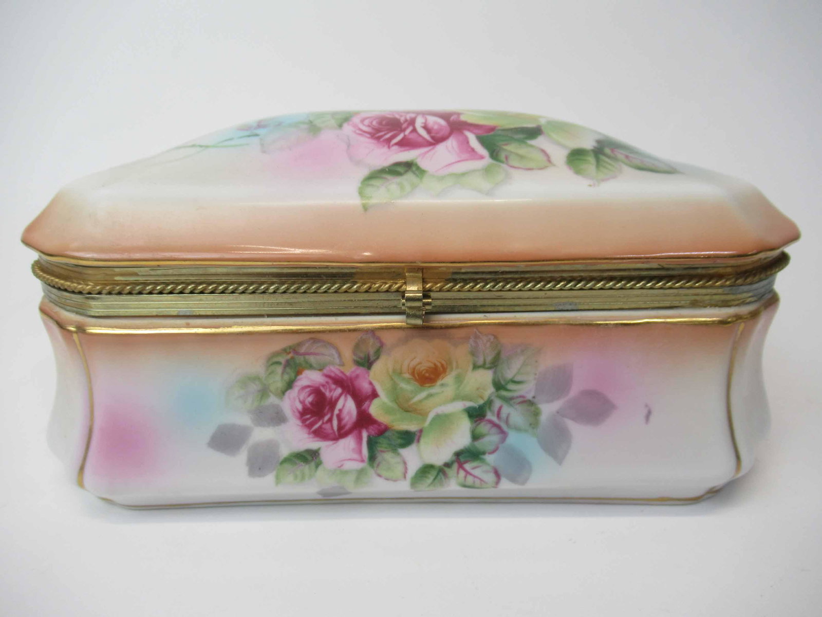 Floral-Decorated Brass-Mounted Porcelain Box (1 of 4)