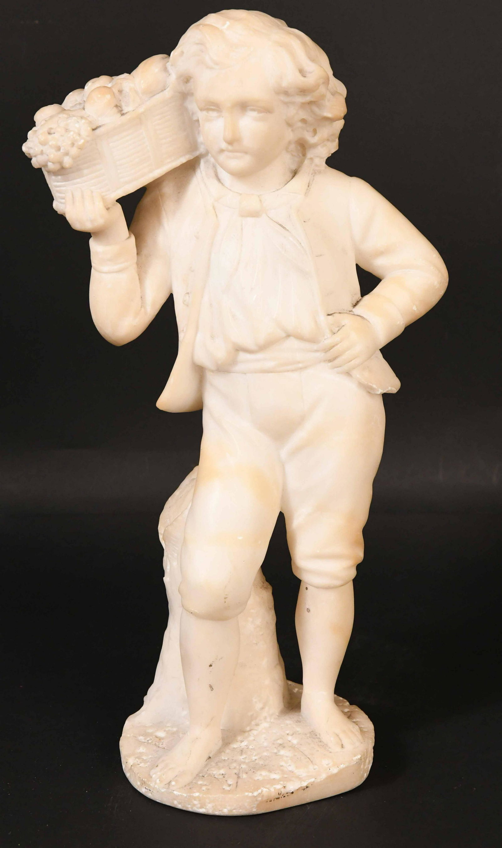 Carved Alabaster Figure of a Peasant: 15"h