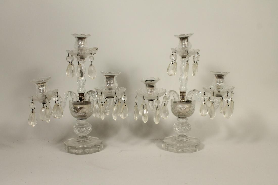 Pair of Crystal Three Light Candelabra (1 of 5)