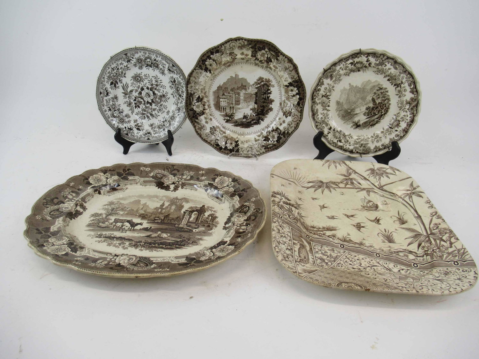 Brown Transferware Plates & Platters (1 of 12)