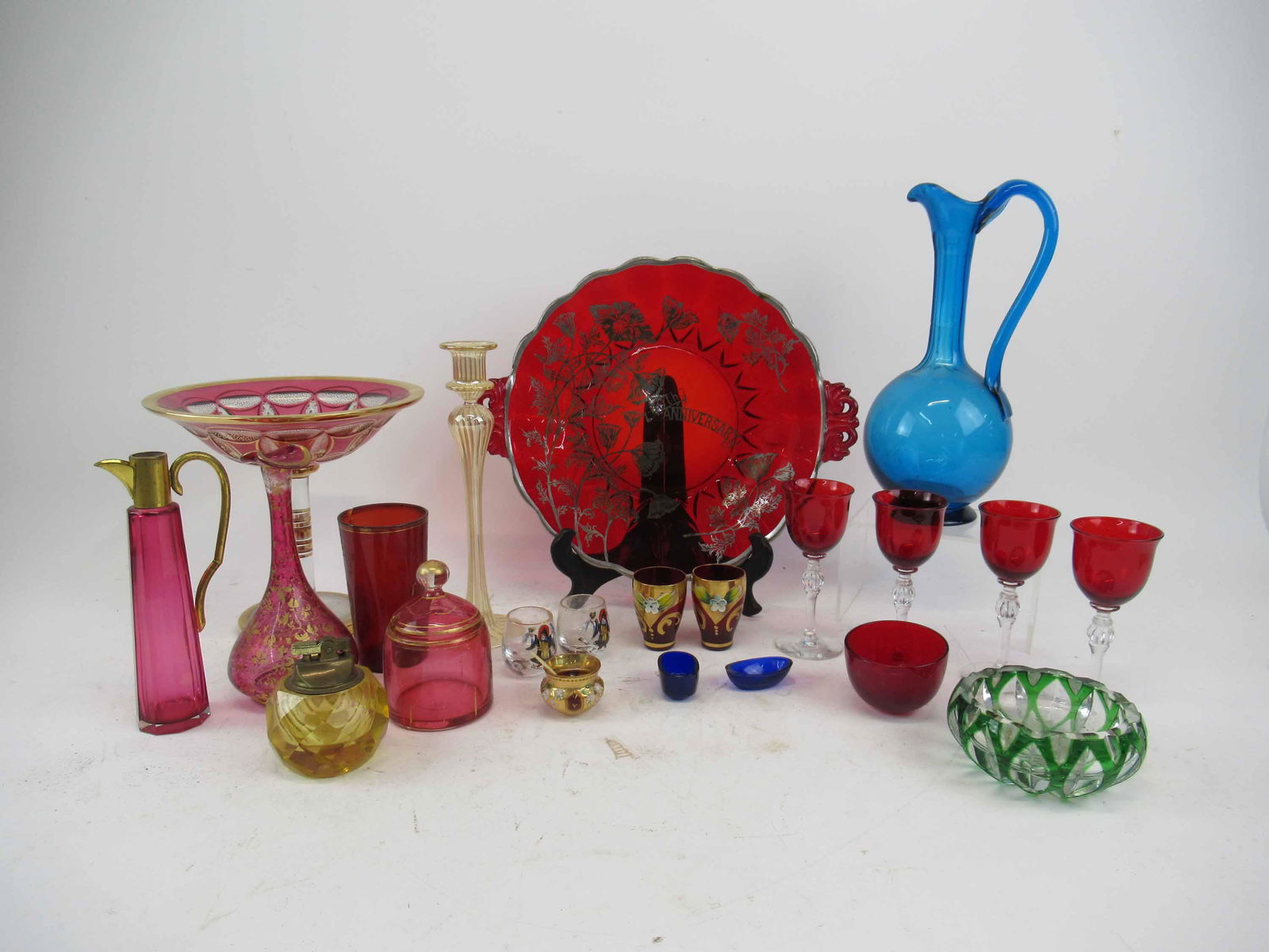 Group of Assorted Colored Glass Tableware (1 of 7)