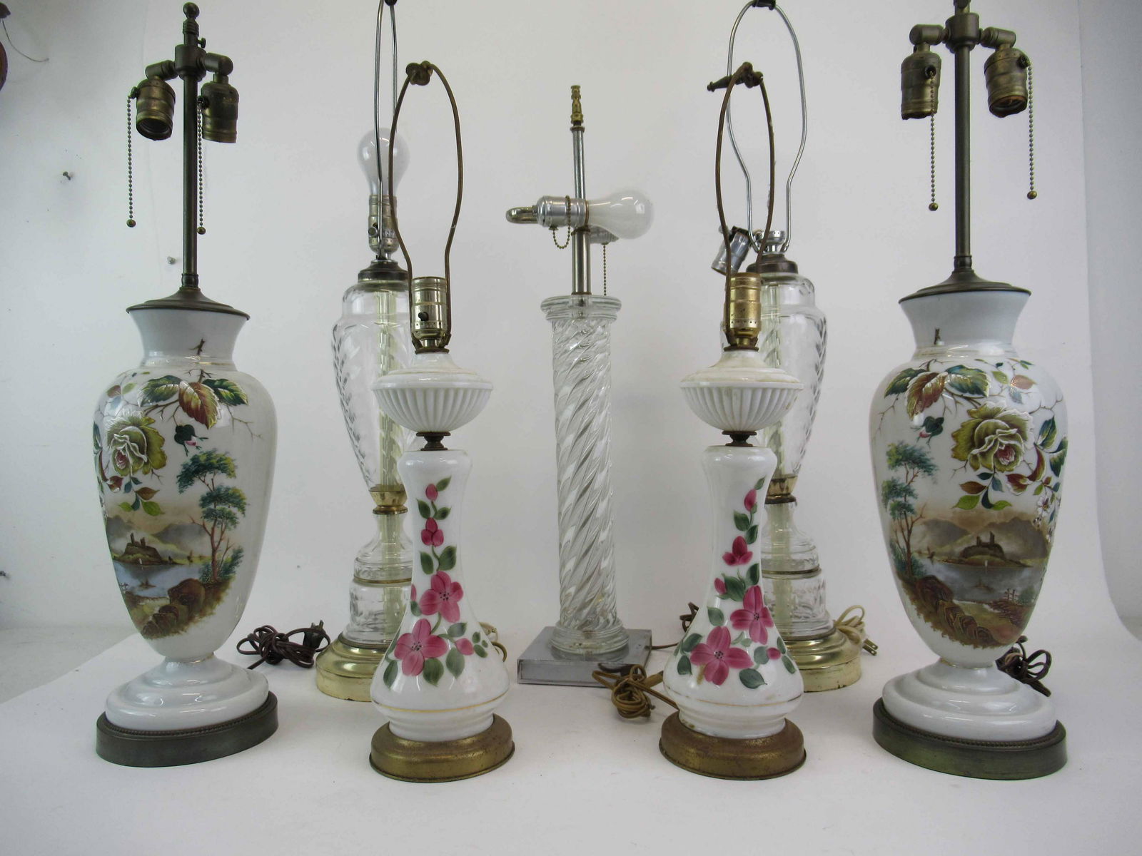 Group of Seven Assorted Glass Table Lamps (1 of 6)