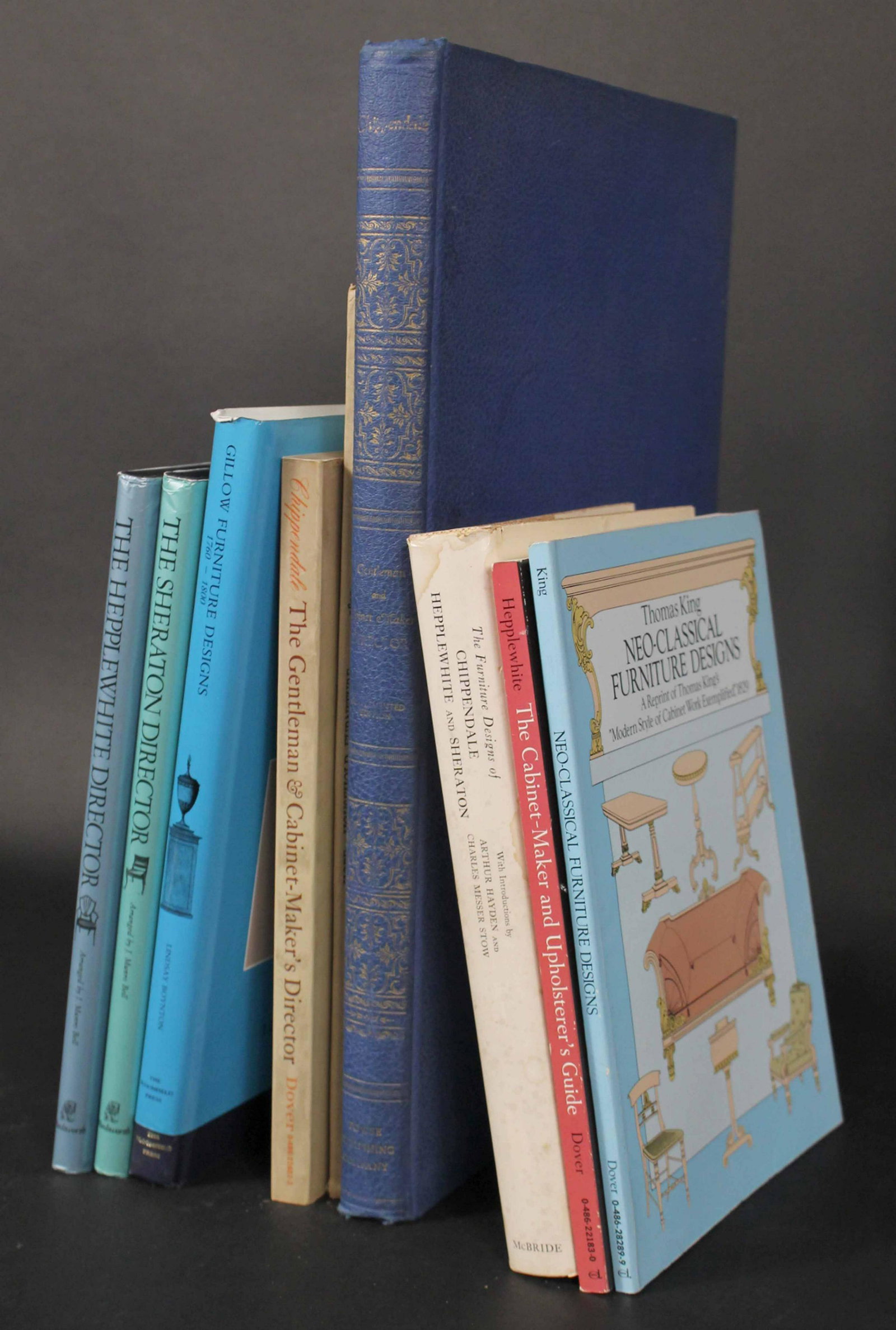 Nine Books on English Furniture Styles: Including, Chippendale, Hepplewhite, Sheraton, and Neo-Classical. All books sold "as is." No guarantees made about number of books in lot or condition of books. No returns or refunds.