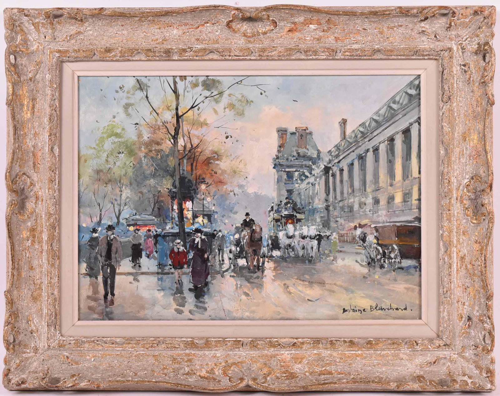 Oil on Canvas, Louvre, Antoine Blanchard: (French, 1910-1988) signed l.r. "Antoine Blanchard." Sight size: 12-1/2"h x 17-1/2"w
