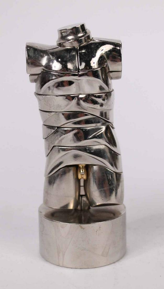 Puzzle Sculpture Mini David Miguel Ortiz Berrocal: (Spanish, 1933-2006), second half 20th C. nickel plated metal and brass, signed Berrocal 544. 5-1/4"h