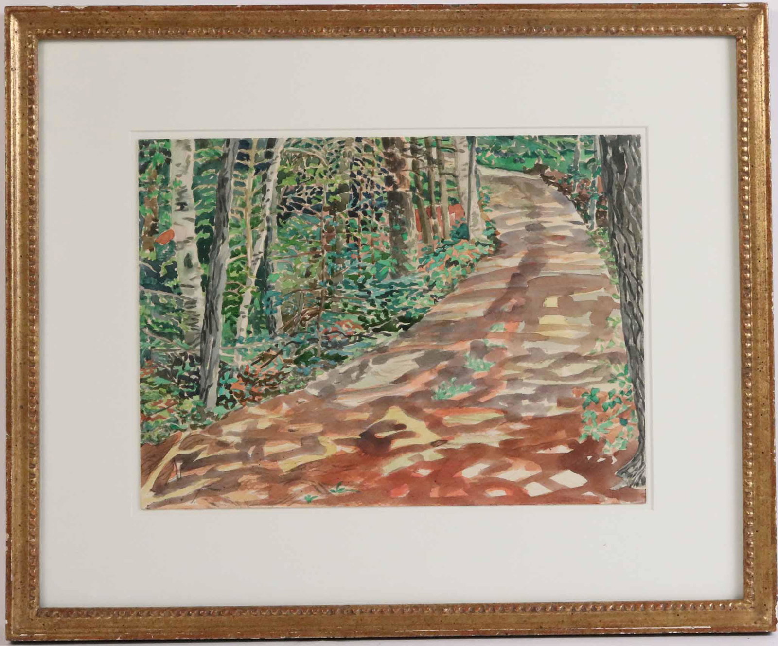 Watercolor, Red Grooms, Maine Woods with Path: (American b.1937) Signed, lr. Entitled, "Our Road, Maine". 11"h x 15"w