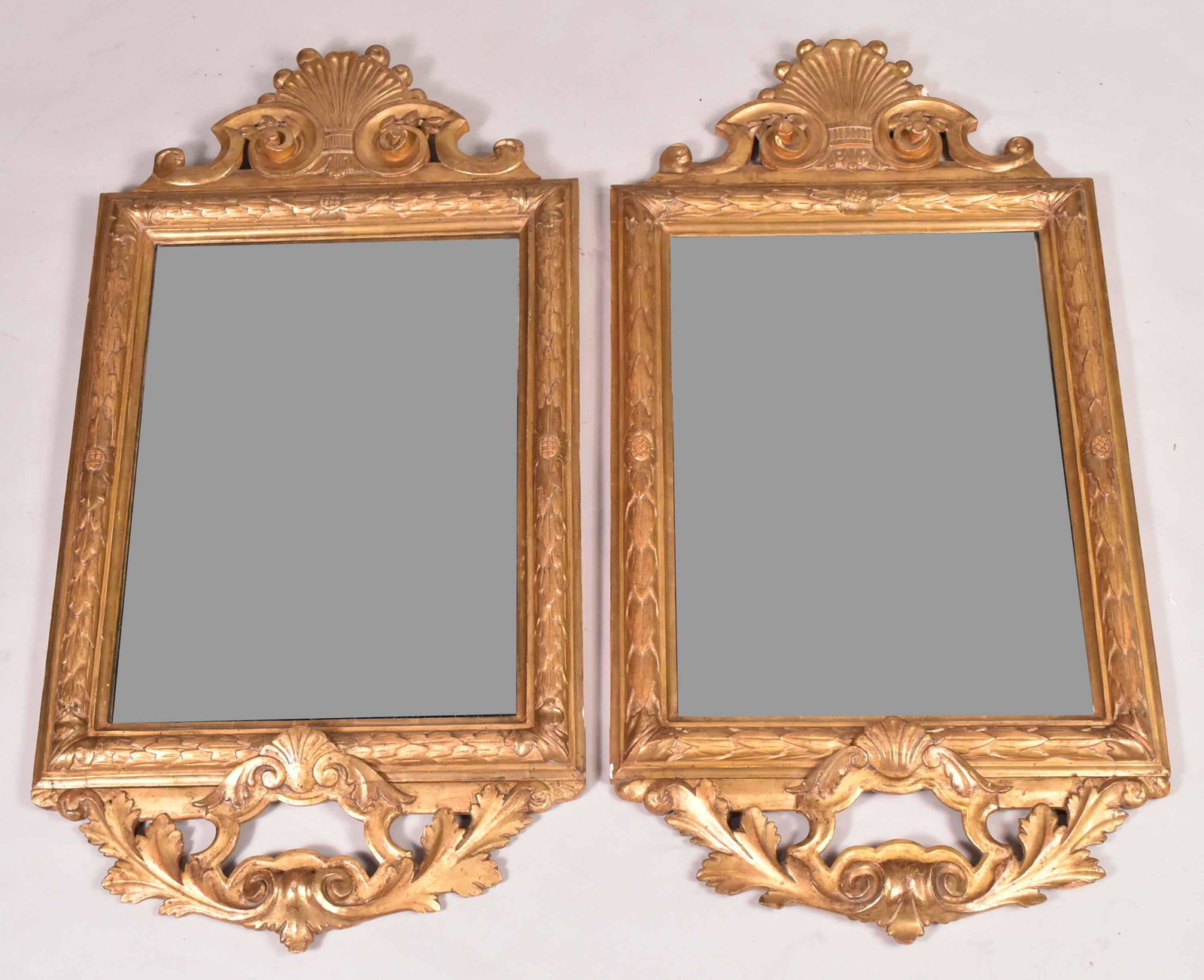 Baroque Style Giltwood Mirrors: In the Italian taste, 20th C. 4'h x 25"w
