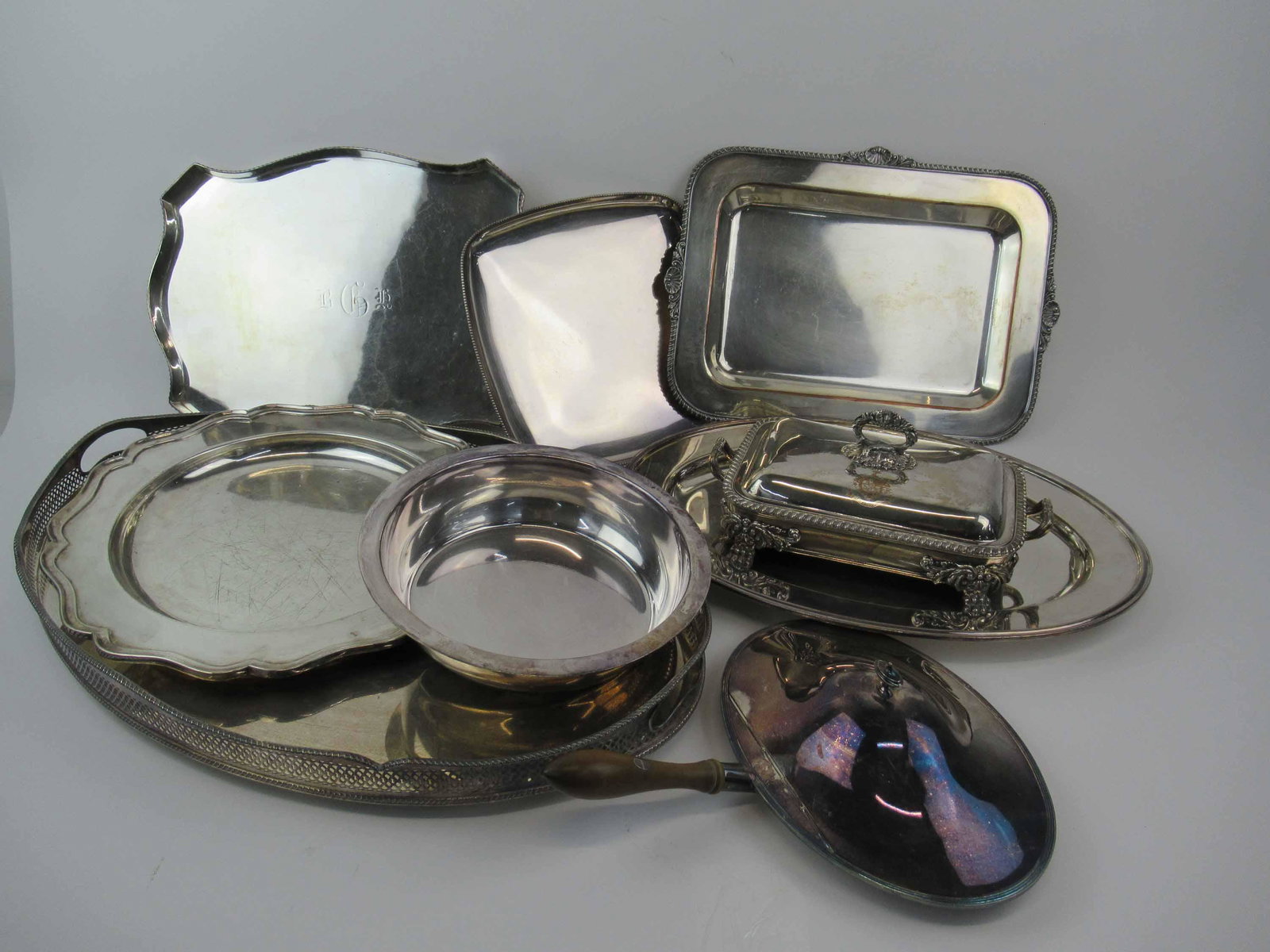 Group of Assorted Silverplated Serving Trays (1 of 3)