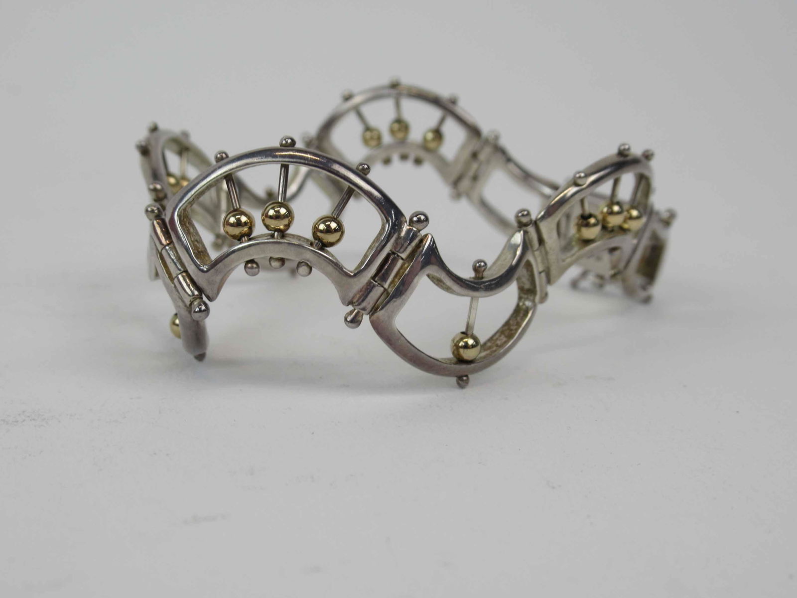 Studio Sterling Silver & Gold Bead Link Bracelet (1 of 5)