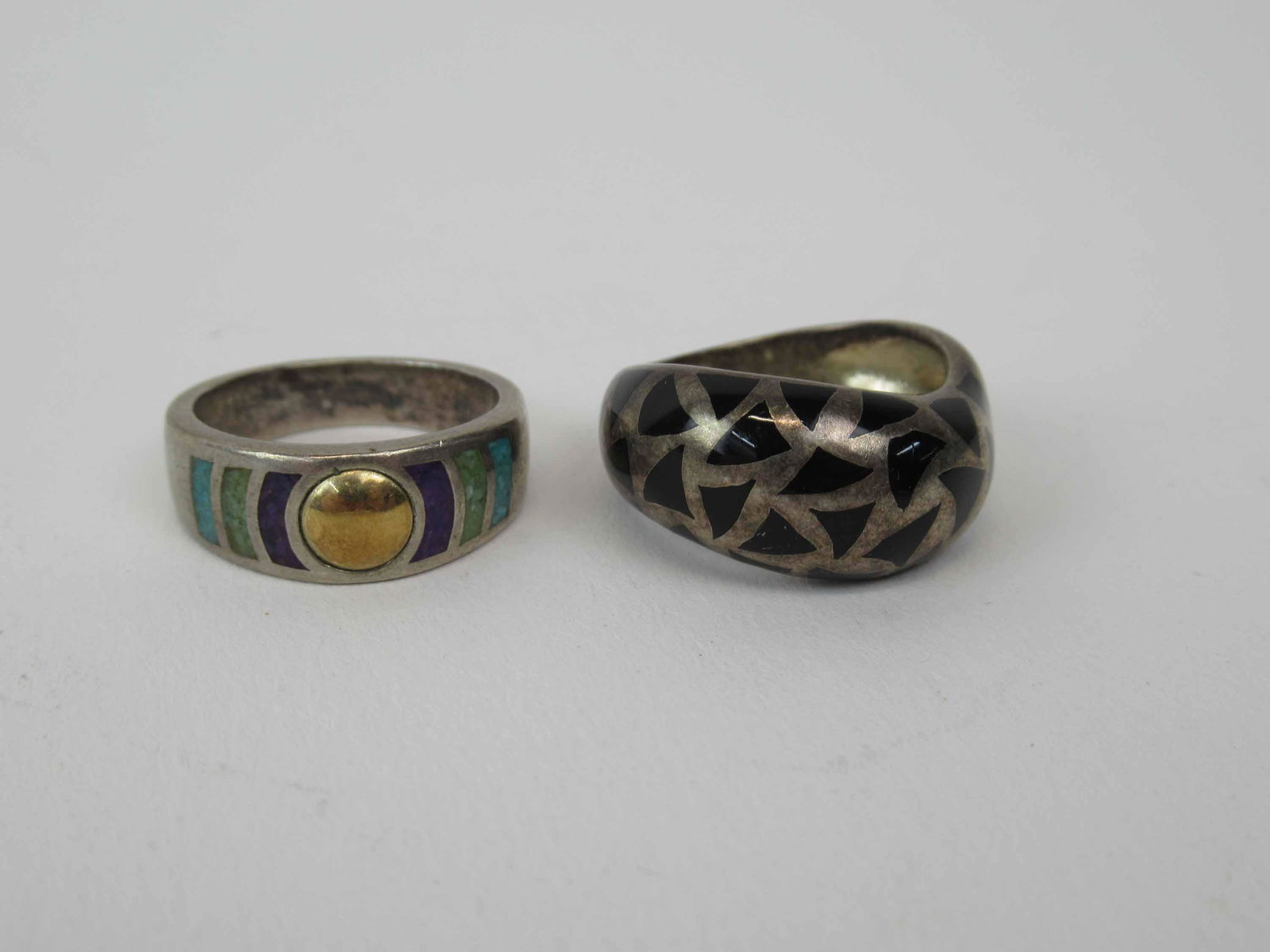 Sterling Silver 14K Yellow Gold Enamel Band Ring (1 of 5)