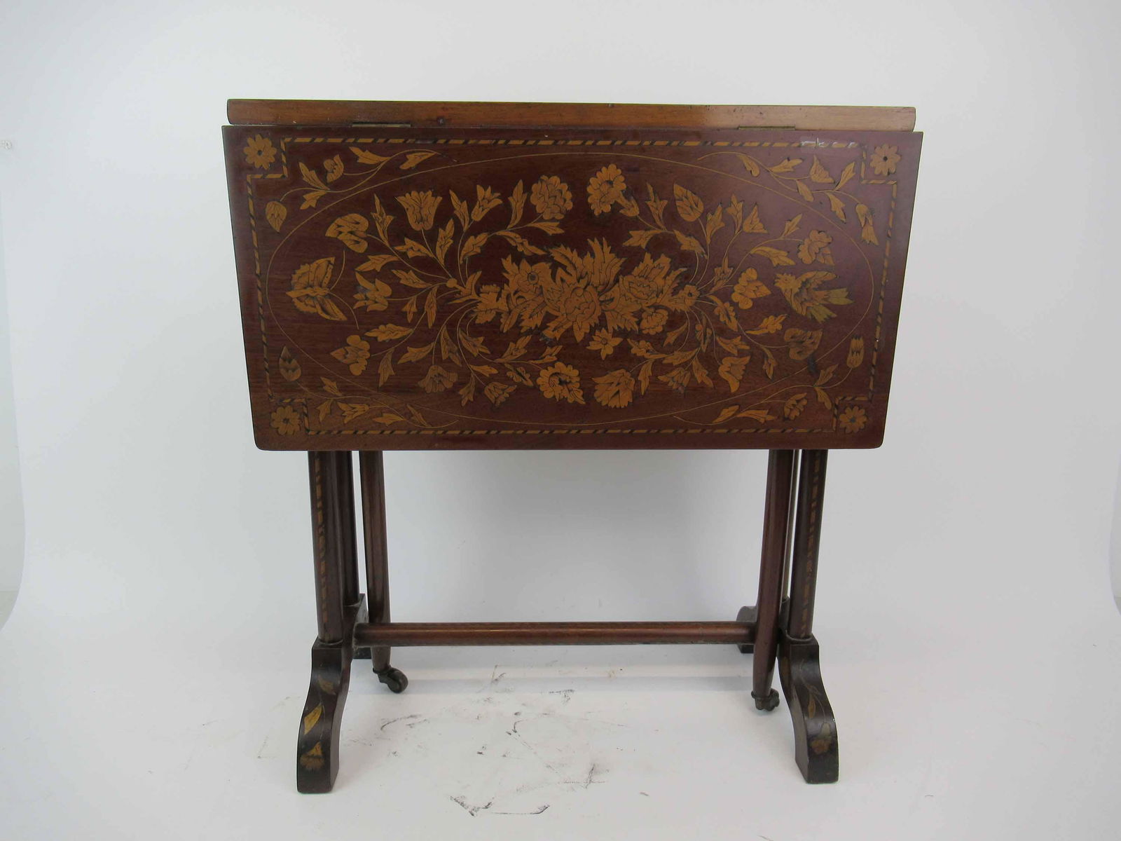 Antique Marquetry Inlaid Drop Leaf Table (1 of 11)