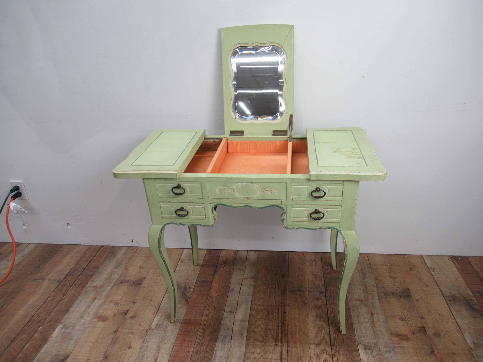 Provincial Lime Green Painted Dressing Table (1 of 5)