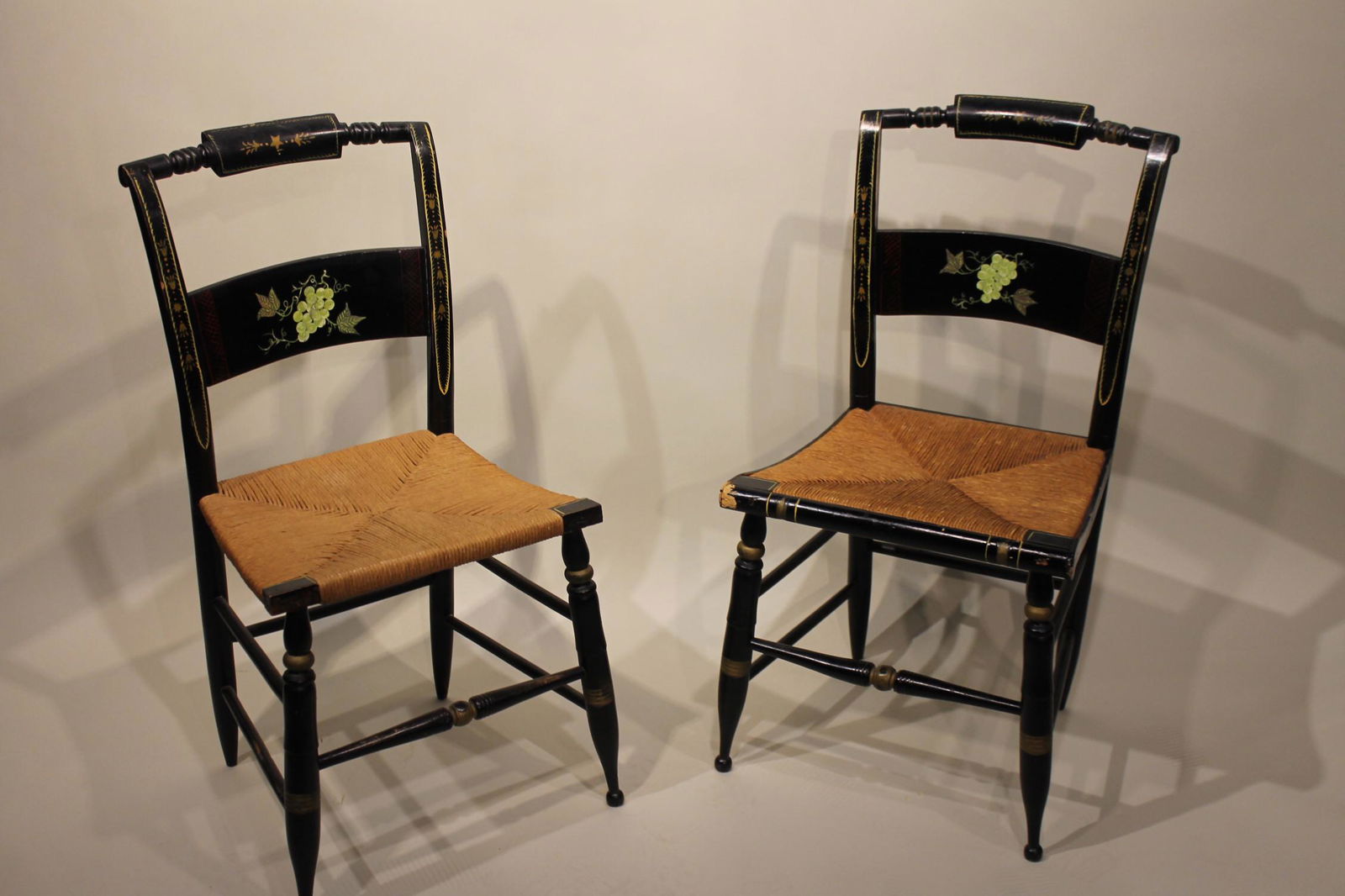 Pair of Stencil-Decorated Painted Fancy Chairs (1 of 4)