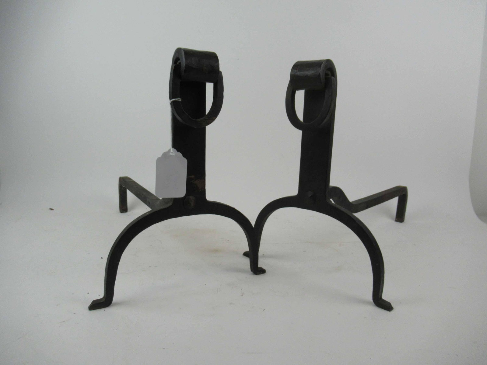 Vintage Pair of Hammered Iron Andirons: Vintage Pair of Hammered Iron Andirons. Used condition.