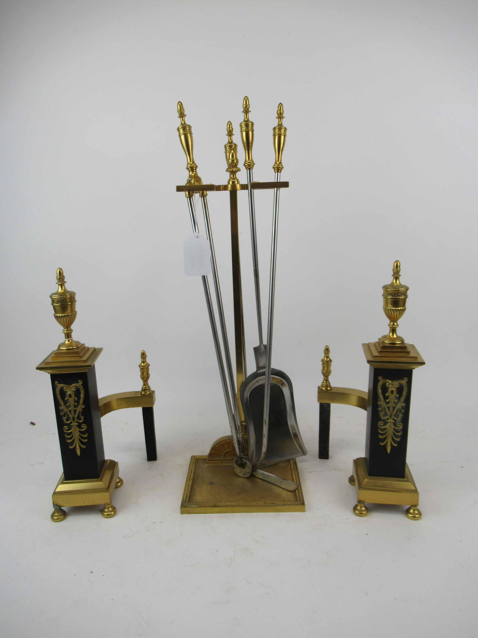 Set of Neoclassical Style Andirons and Firetools (1 of 5)