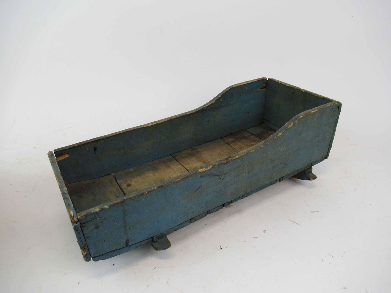 Antique Blue Painted Doll Cradle (1 of 4)