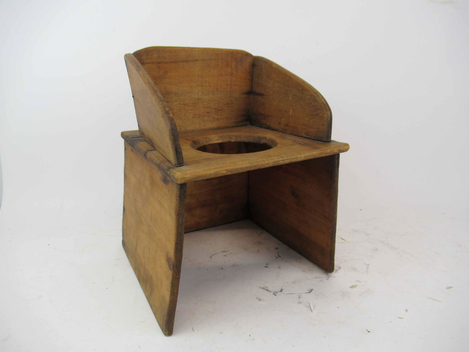 Antique Childs Wooden Potty Chair: Antique Childs Wooden Potty Chair. Used condition, wear. 15" Tall x 11" wide.