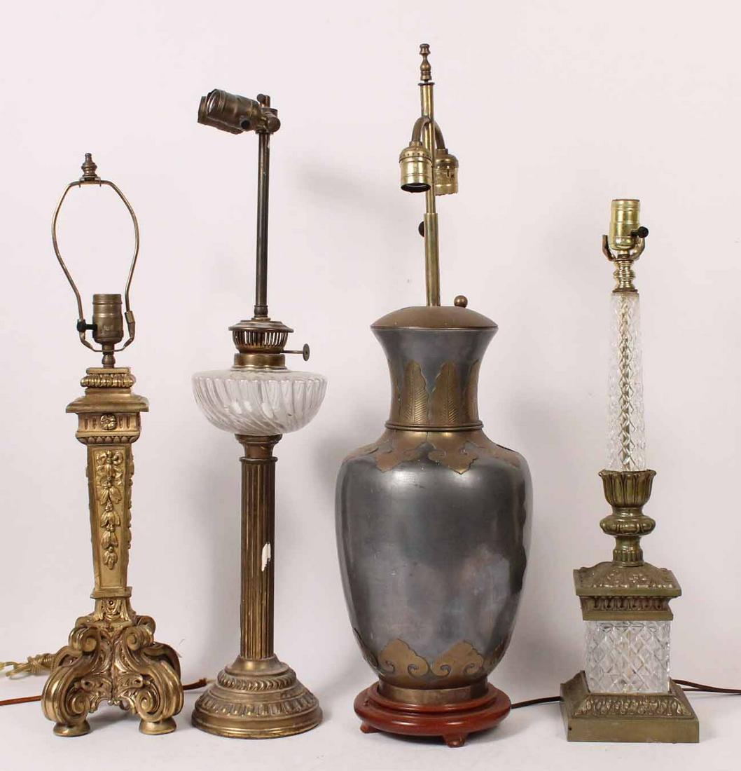 Four Metal and Glass Table Lamps (1 of 6)