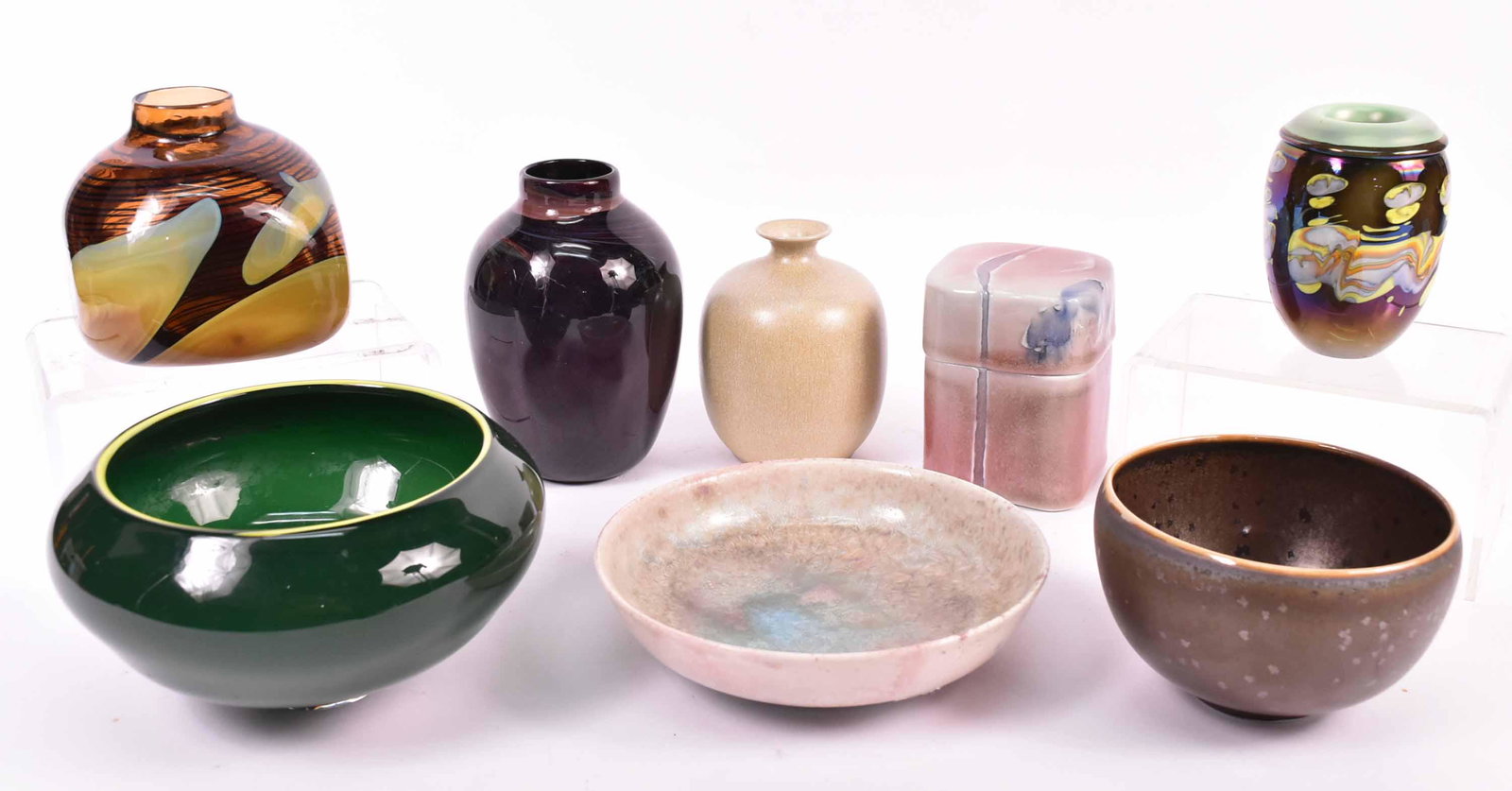 Eight Art Glass and Ceramic Table Articles (1 of 10)