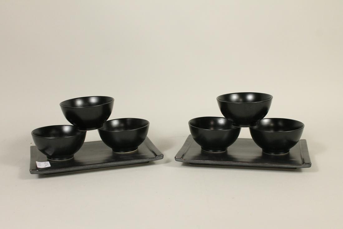 Two Black Glazed Ceramic Sushi Trays (1 of 5)