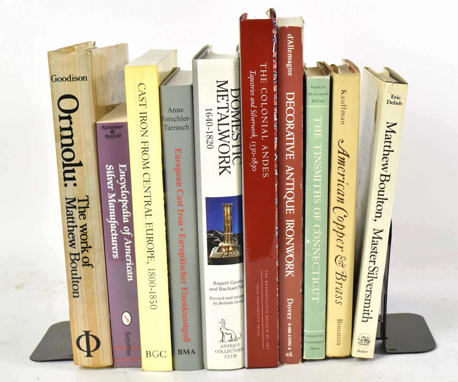 Ten Books on Metalwork: Including, Ironwork, Copper and Brass, Silversmith, Ormolu, and Cast Iron. All books sold "as is." No guarantees made about number of books in lot or condition of books. No returns or refunds.