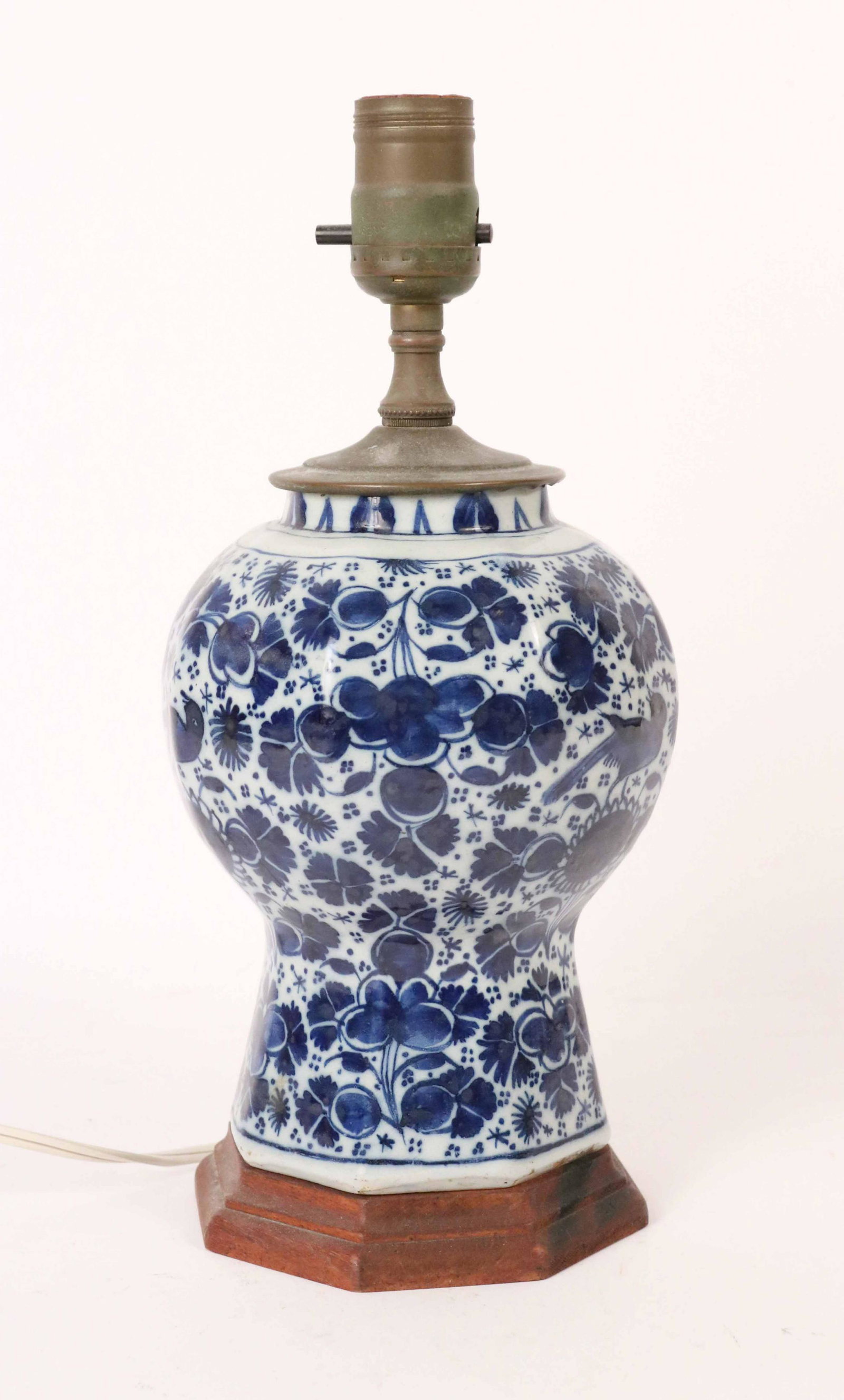 Delft Blue and White Baluster-Form Vase: Dutch, 18th C. drilled and mounted as a lamp. Vase: 8"h Property from the Estate of Ralph & Roberta Carpenter.