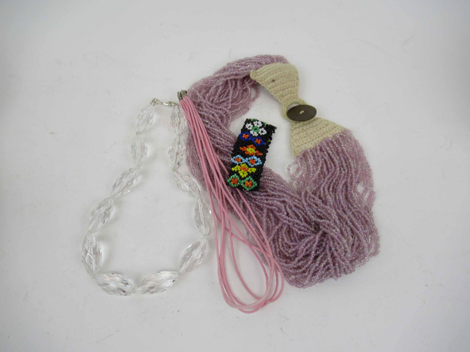 Colorless Faceted Glass Beaded Necklace (1 of 3)