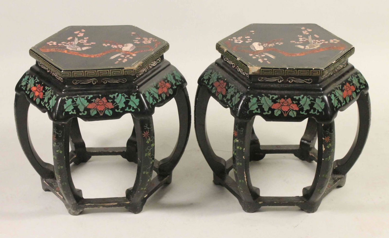 Pair of Chinese Lacquer Stools (1 of 4)