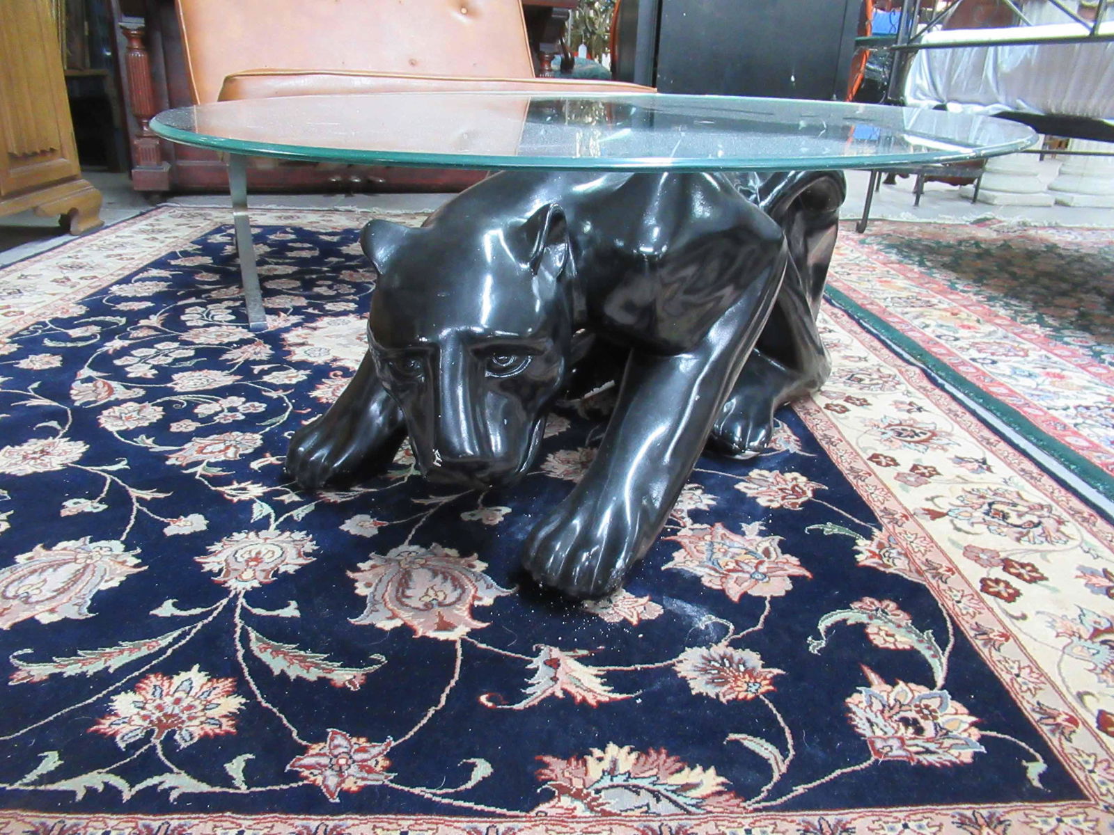 Vintage black sale panther coffee table