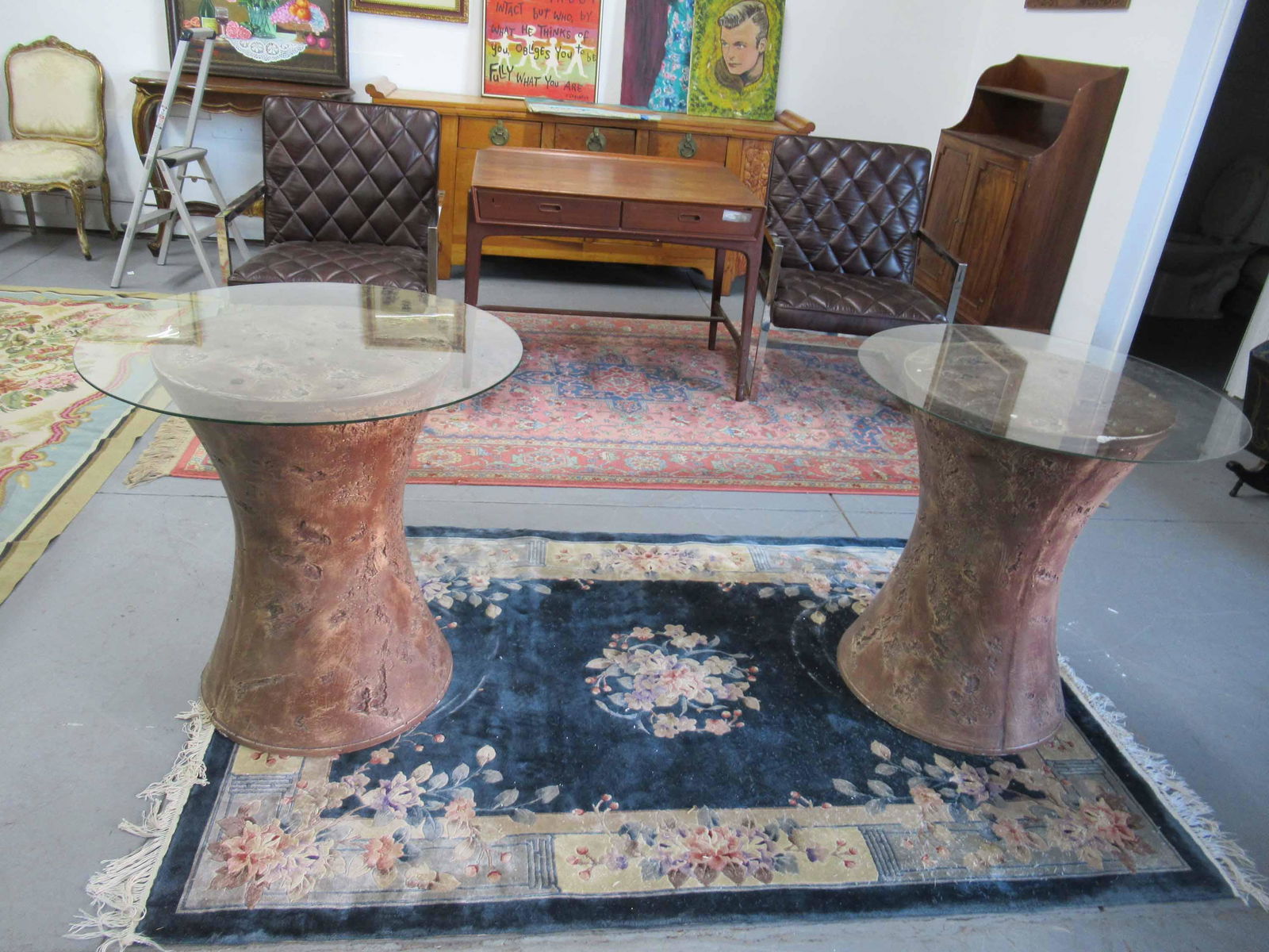 Pair of Modern Composition Pedestal Tables (1 of 9)
