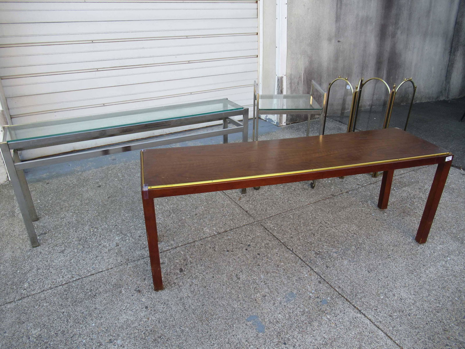 Chrome Glass Top Console Table (1 of 7)