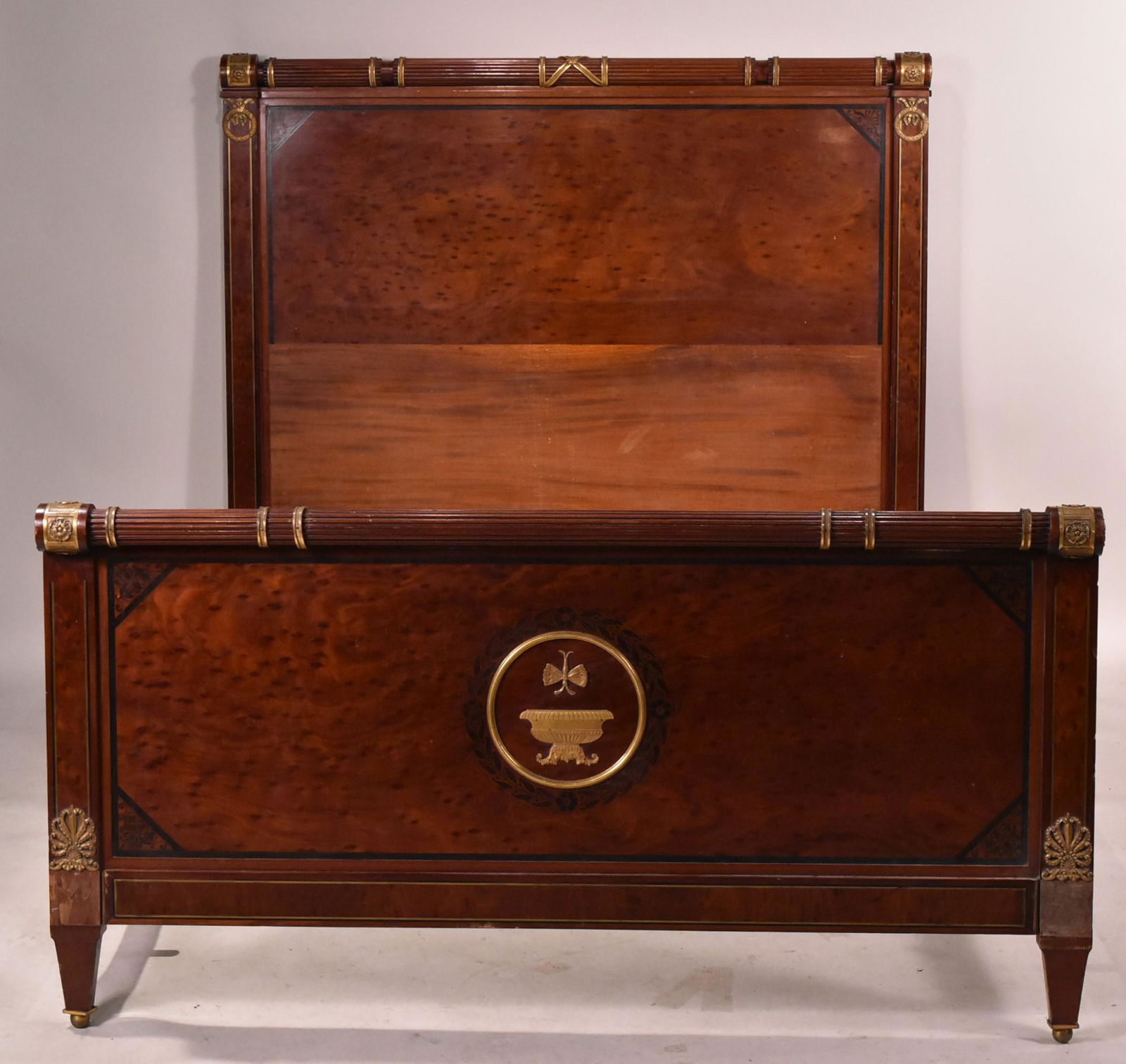 Continental Mahogany and Burl Bedstead (1 of 3)