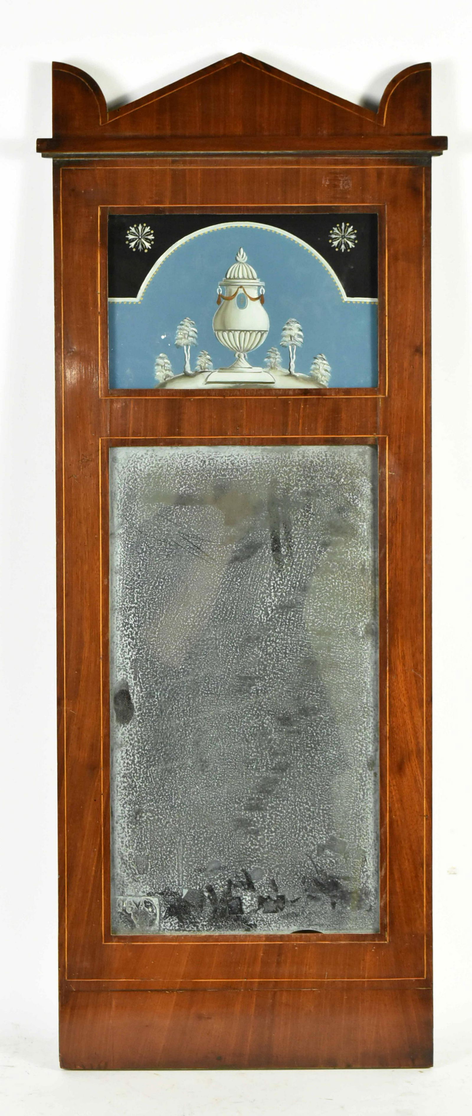 Dutch Neoclassical Eglomise Inset Mahogany Mirror (1 of 4)