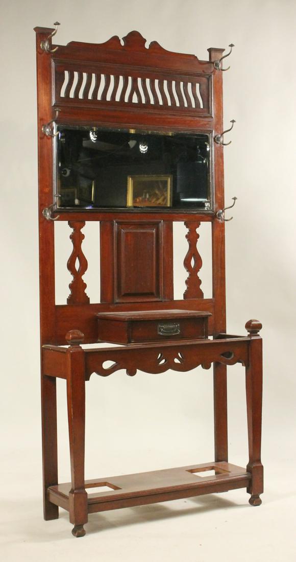 Victorian Mirrored Back Mahogany Hall Tree (1 of 7)