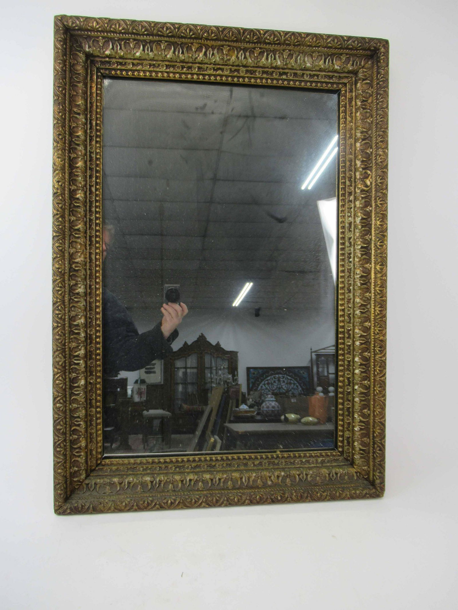 Vintage Antiqued Gold Colored Floral Wall Mirror (1 of 4)