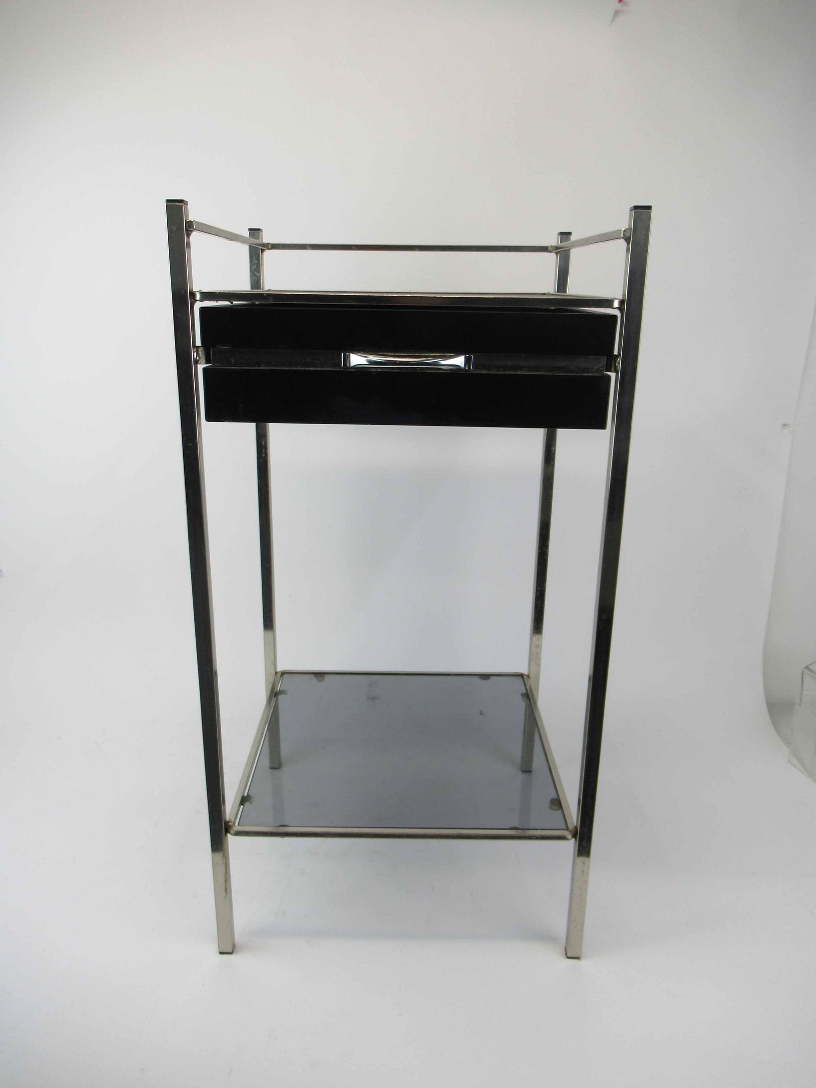 Modern Chrome and Glass One-Drawer Side Table (1 of 5)