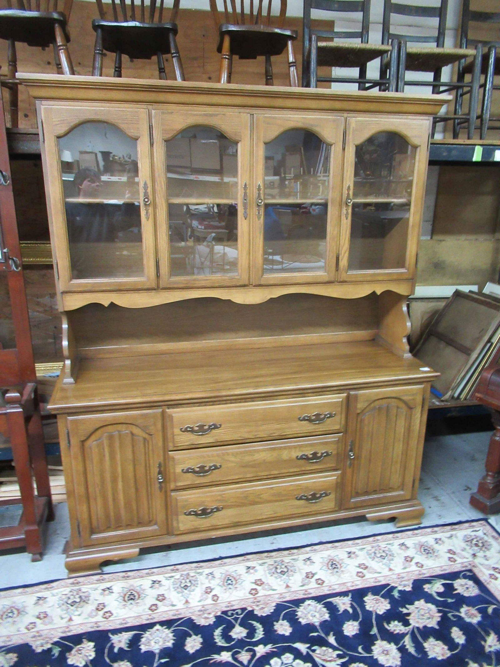 French Provincial Fruitwood Two Piece Hutch (1 of 3)