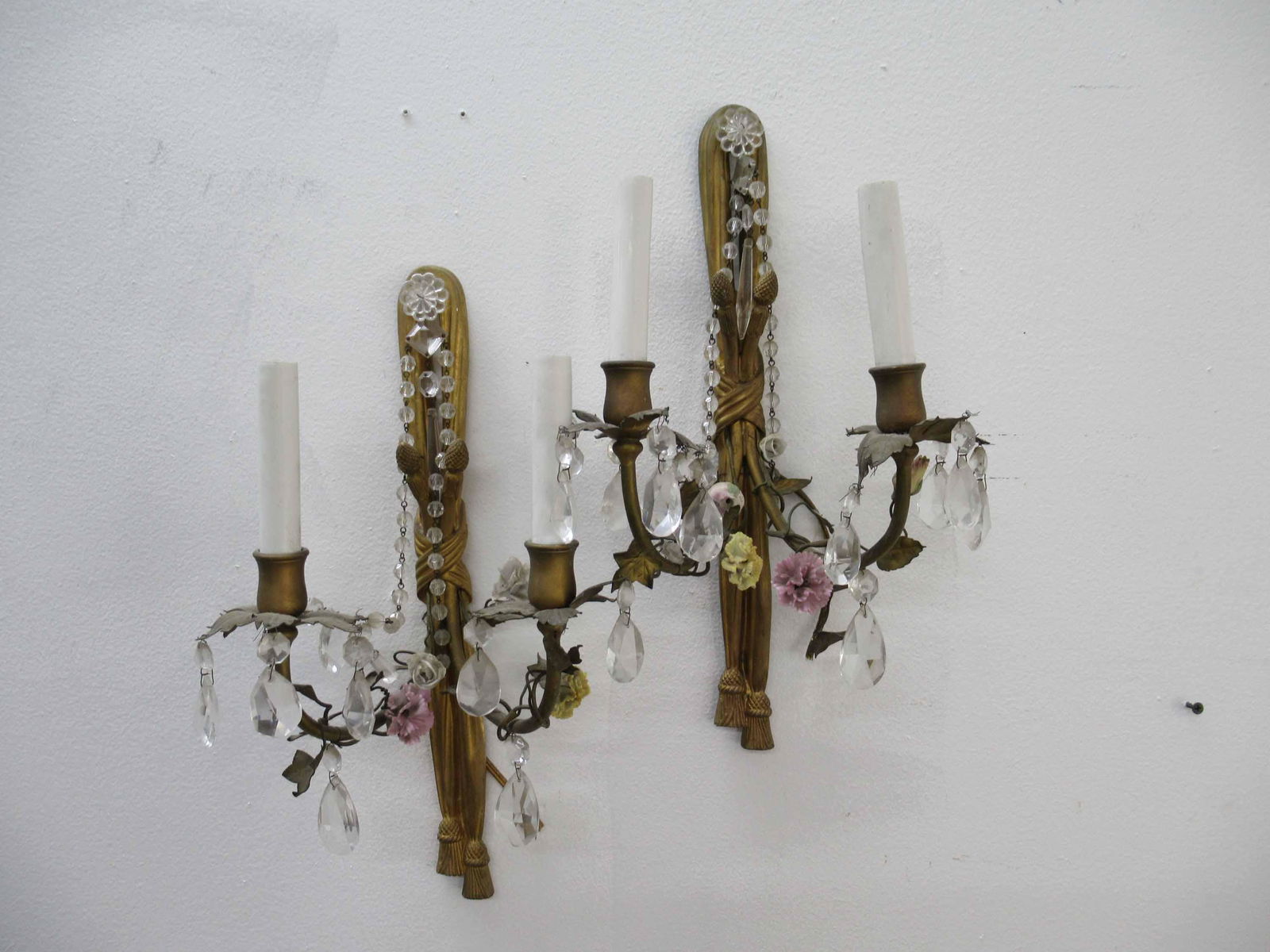 Pair of Bronze Two Light Tassel Form Wall Sconces (1 of 6)