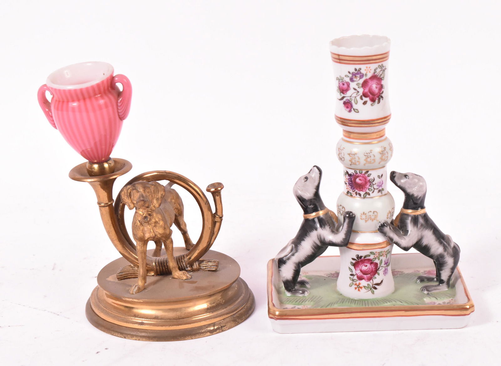 Mottahedeh Porcelain Dog Figural Candlestick (1 of 5)