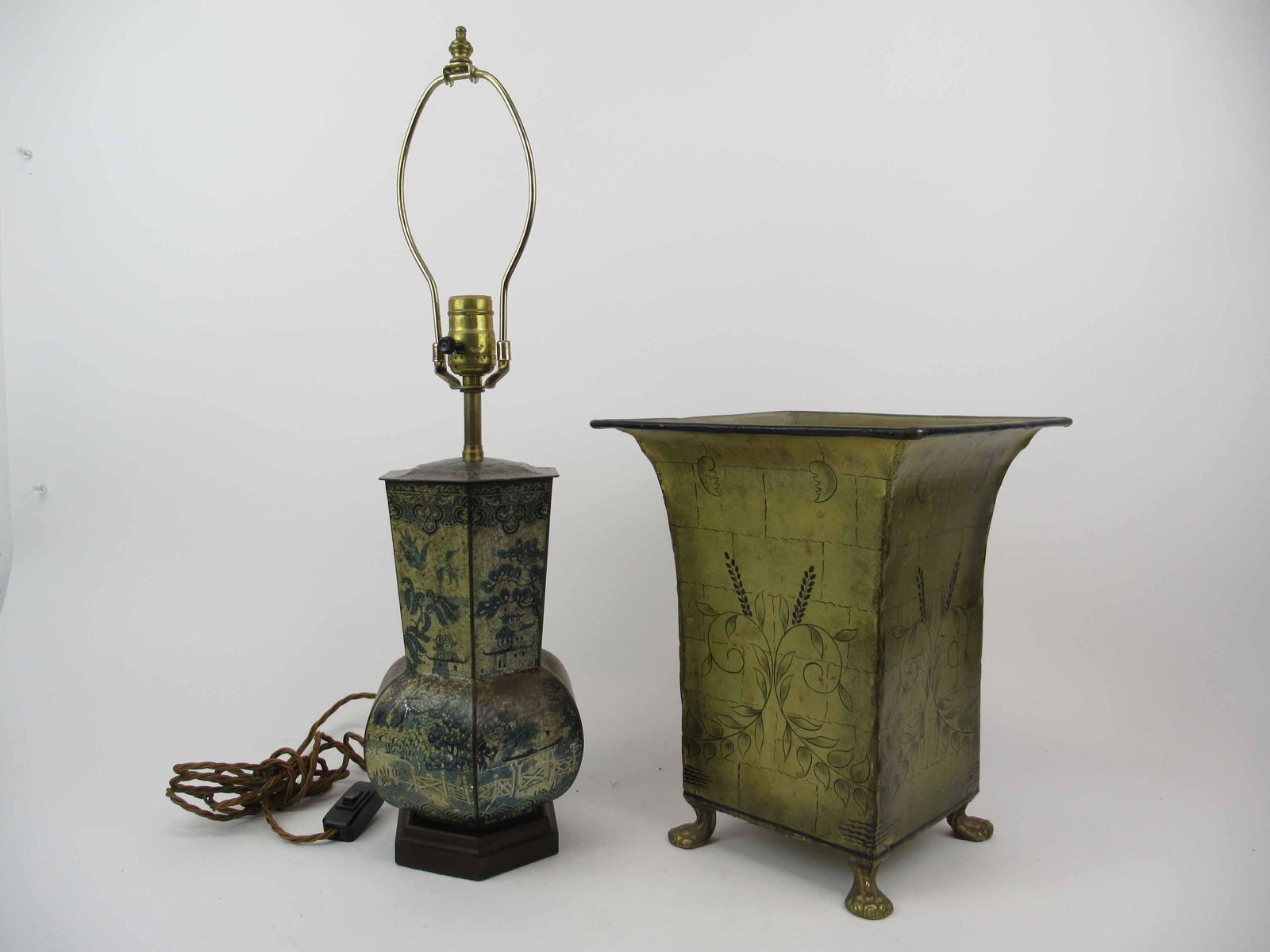 Gilt Painted Metal Planter With Black Decoration (1 of 7)