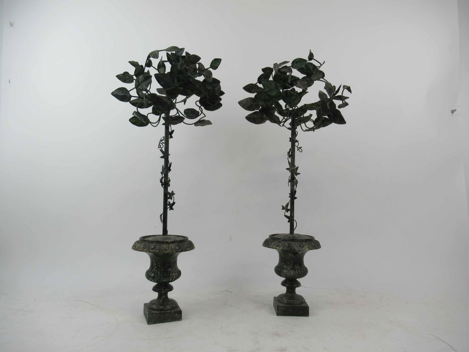 Pair of Green Painted Metal Topiaries (1 of 6)