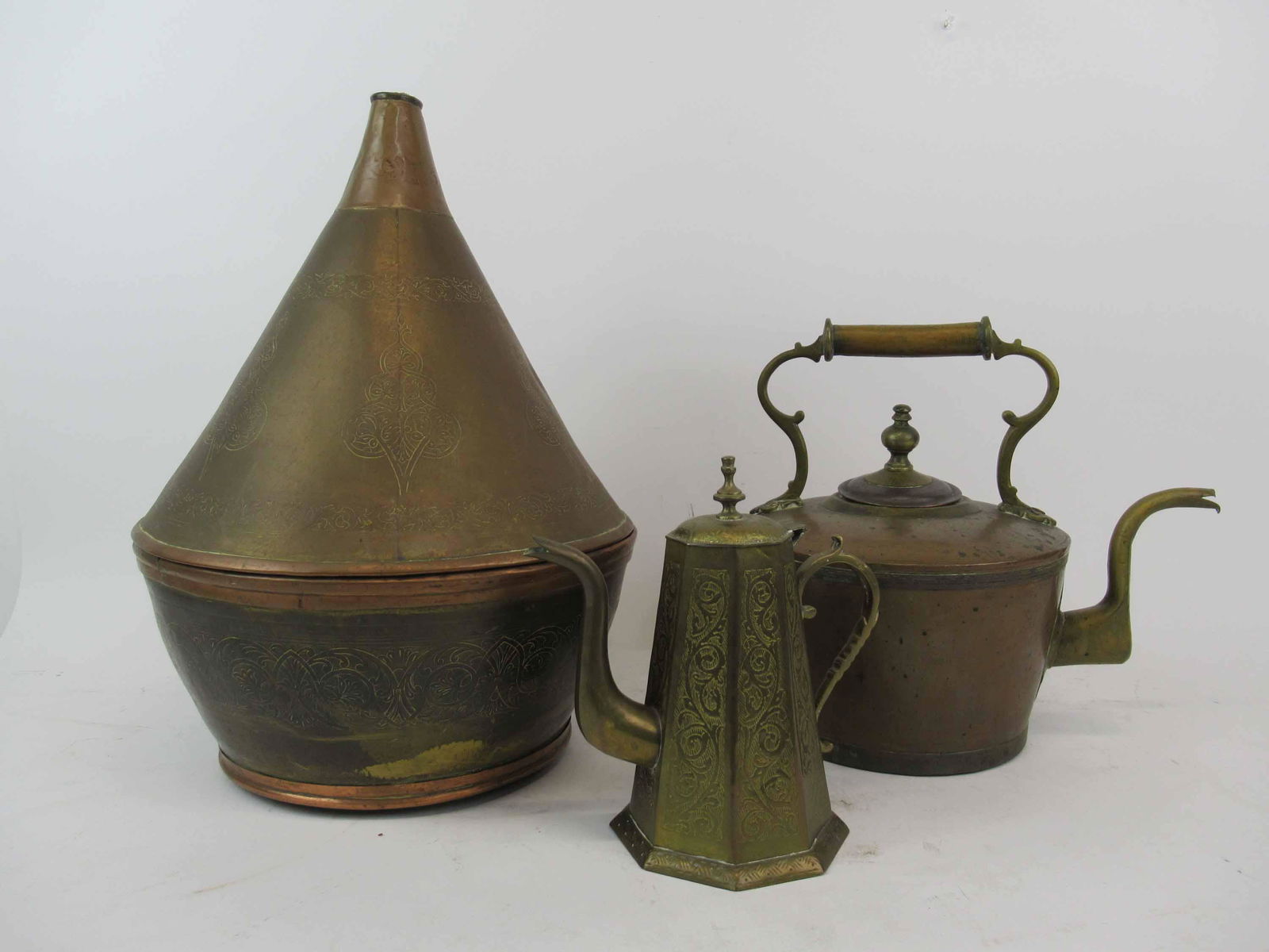 Vintage Brass Bound Copper Water Kettle (1 of 9)