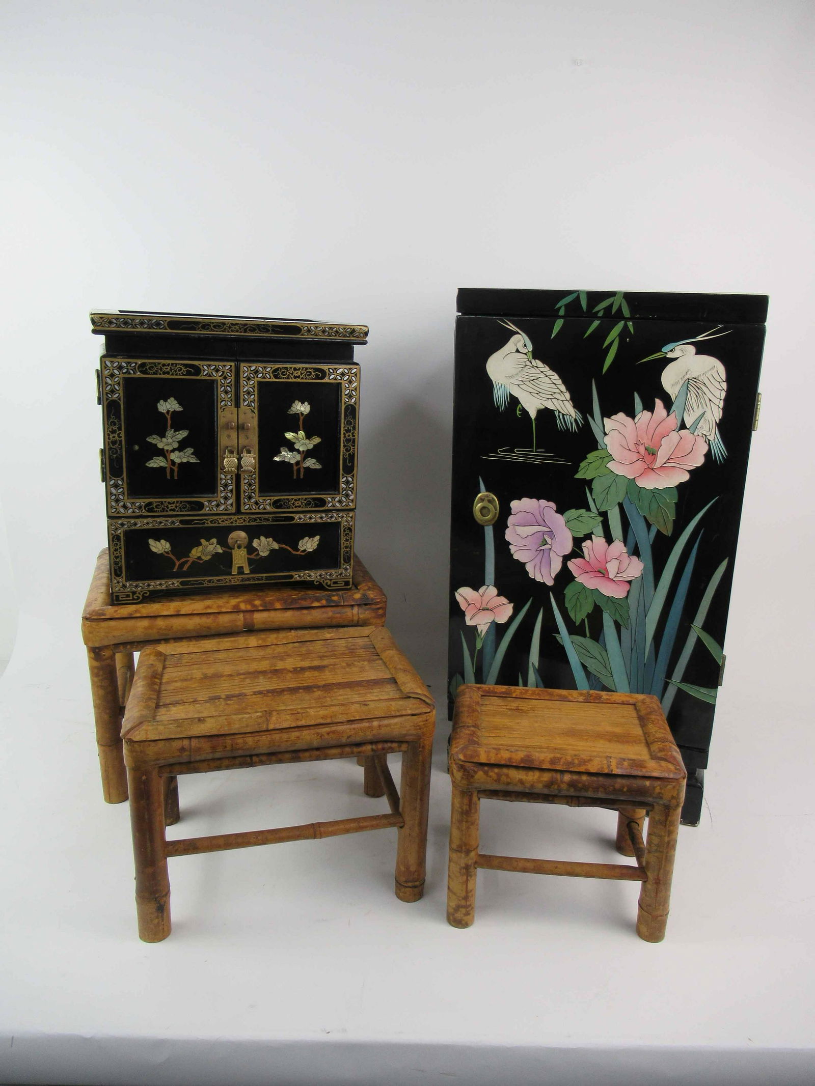 Oriental Style Black Lacquered Jewelry Chest (1 of 11)