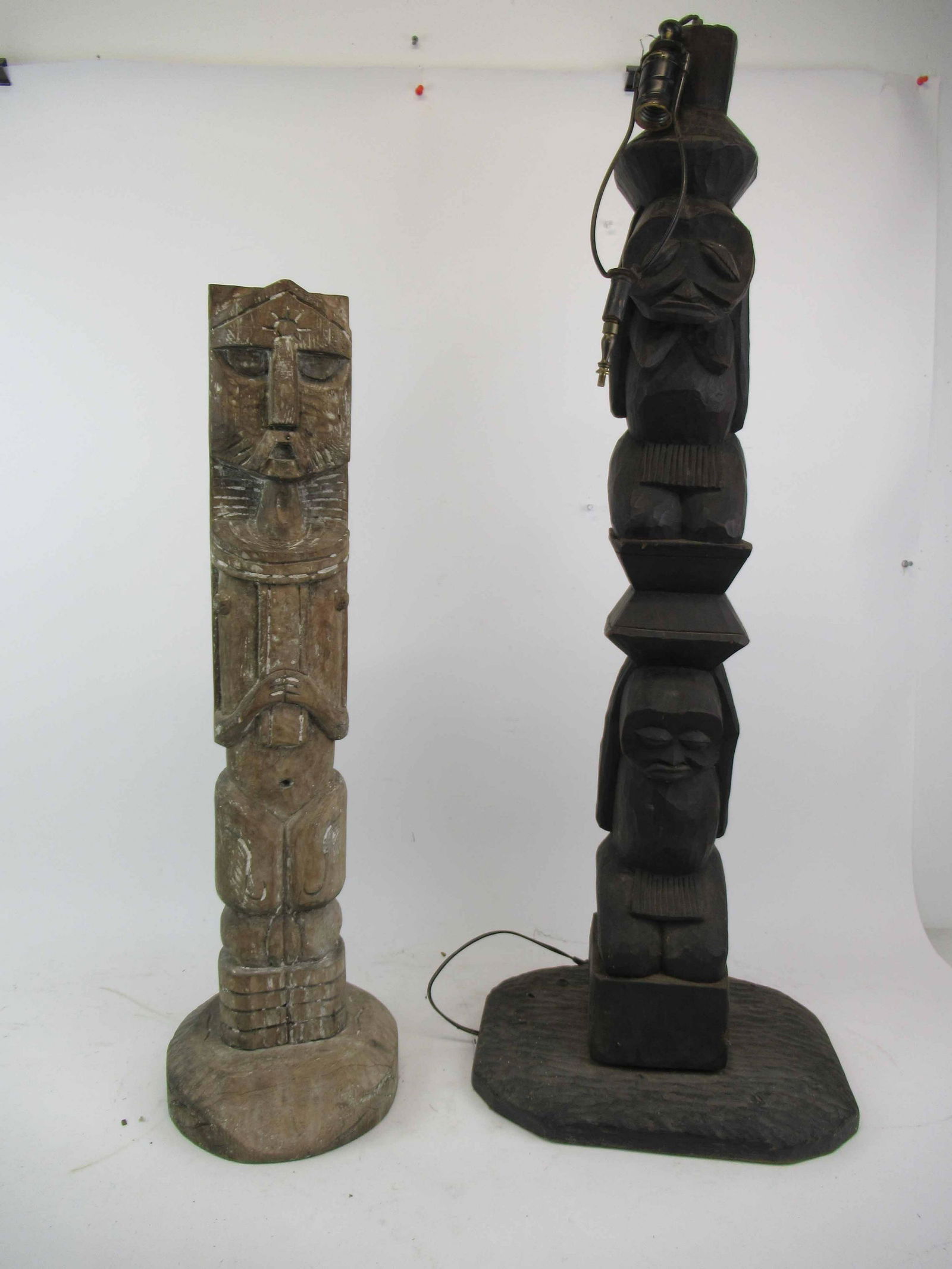Two Carved Wooden African Totem Poles (1 of 7)