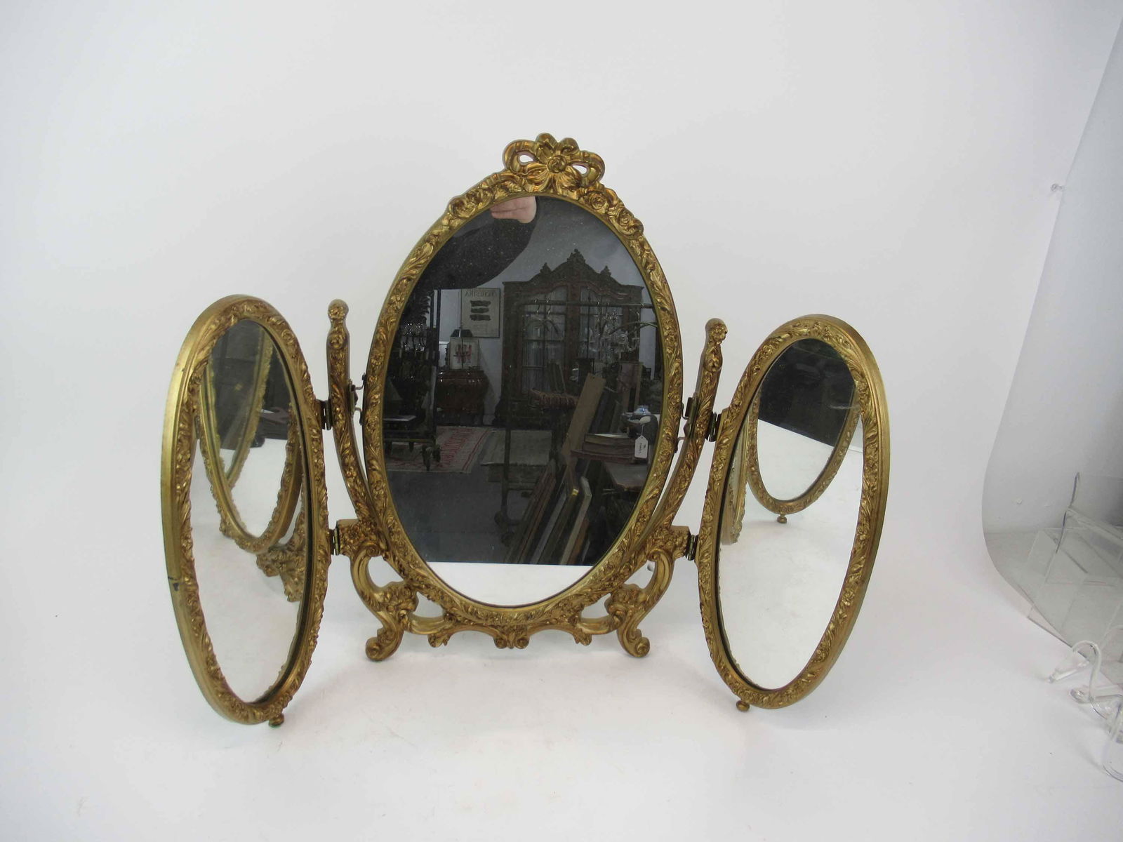 Triple Oval Shaped Gilted Dressing Mirror (1 of 5)