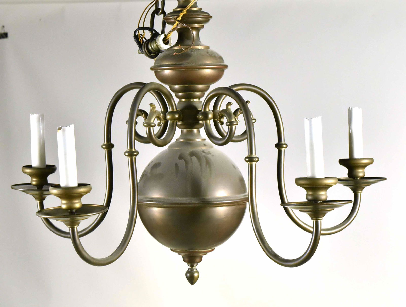 Queen Anne Style Brass Five-Light Chandelier (1 of 5)