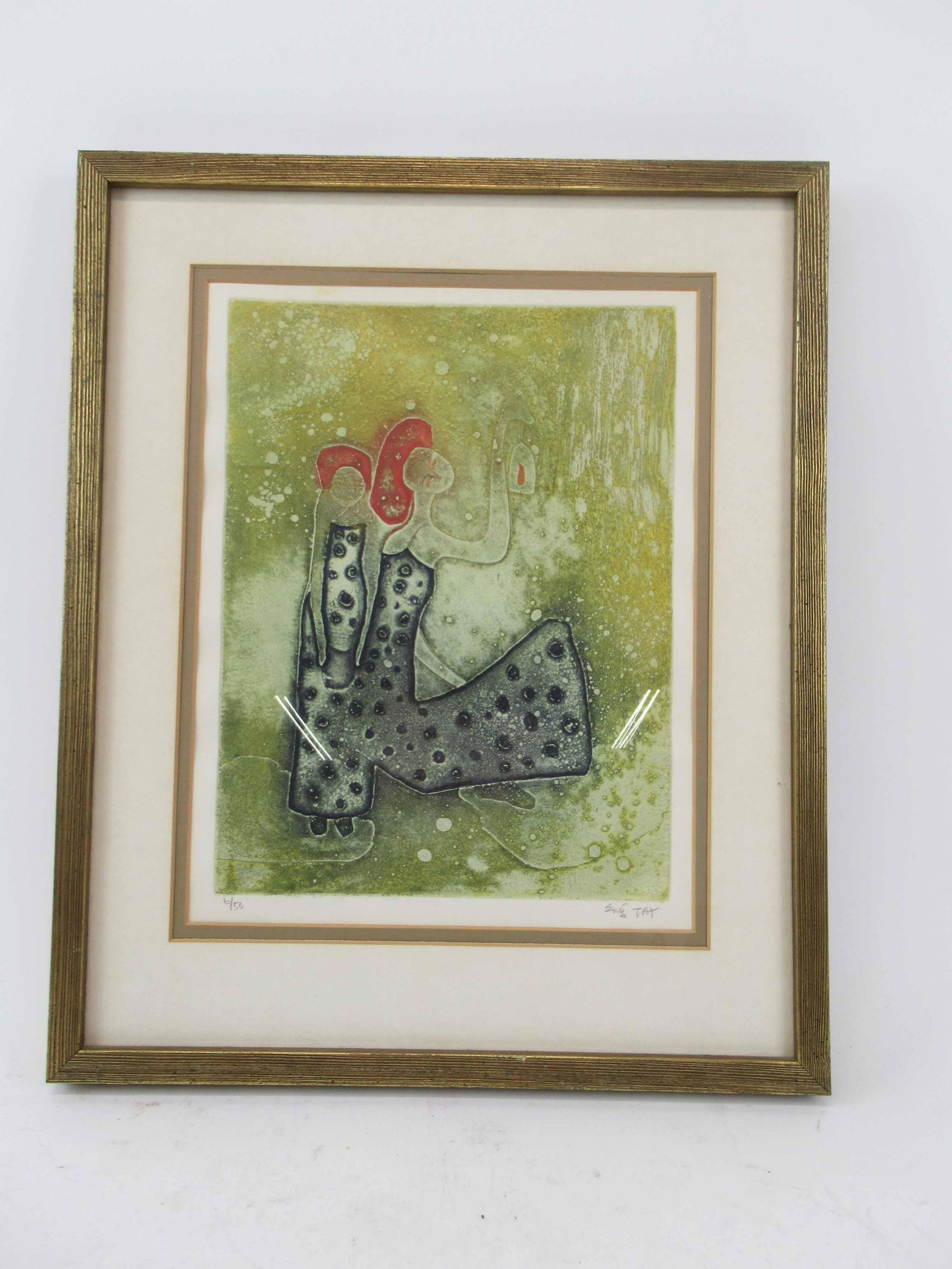 Modern Eng Tay Signed Colored Etching 6/50 (1 of 4)