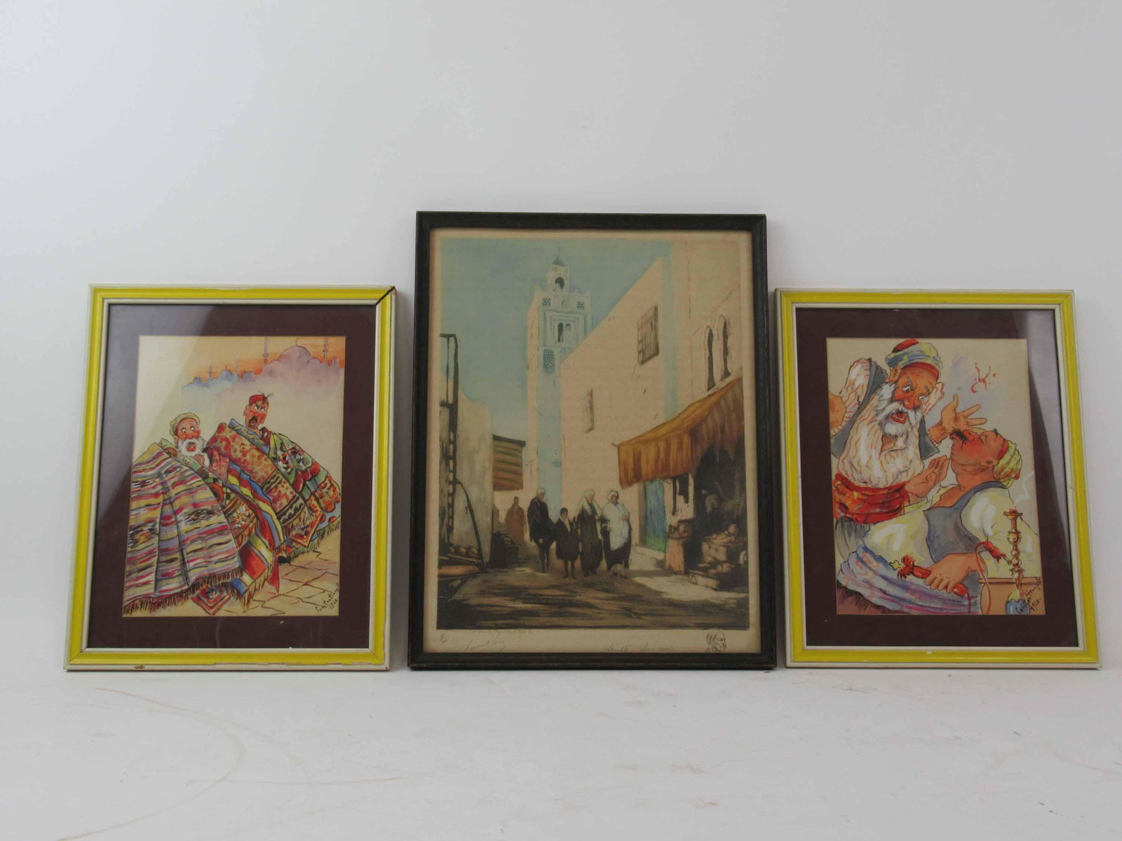 Pair Whimsical Constantinople Signed Watercolors (1 of 7)